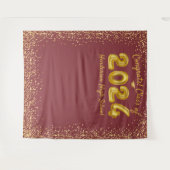 Diploma-uitreiking 2023 Gouden Ballonnen Rode Foto Wandkleed (Voorkant (horizontaal))