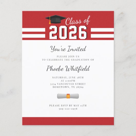 Diploma-uitreiking 2026 Rood Witte Afstudeerfeest (Voorkant)