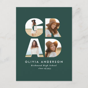 Diploma-uitreiking 4 foto moderne aankondiging gro briefkaart