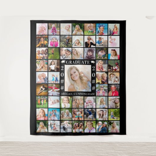 Diploma-uitreiking 55 Foto Collage Achtergrond Aan Wandkleed (Voorkant)