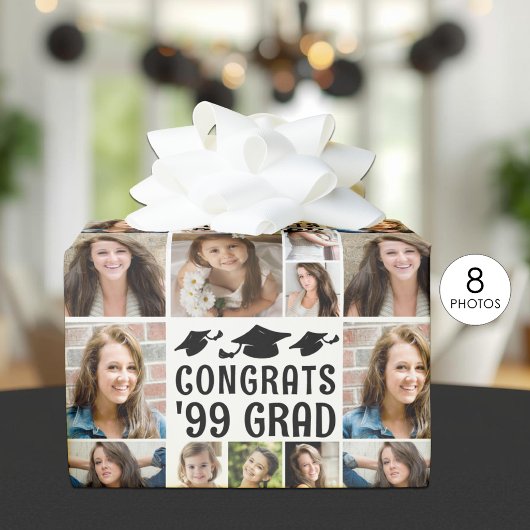 Diploma-uitreiking 8 Foto Collage Aangepaste Tekst Cadeaupapier