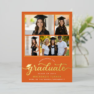 Diploma-uitreiking Afstudeerfoto Collage Folie Aan Uitnodiging
