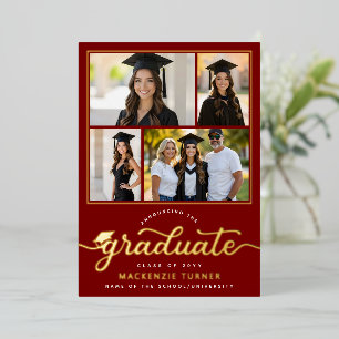 Diploma-uitreiking Afstudeerfoto Collage Folie Aan Uitnodiging