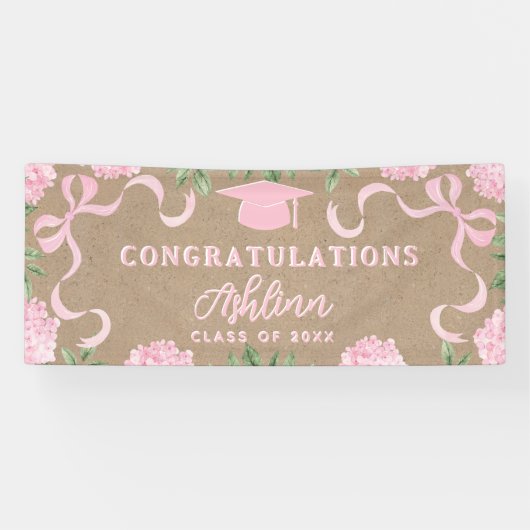 Diploma-uitreiking bord, Kraft Kleur Roze Hortensi Spandoek (Horizontaal)