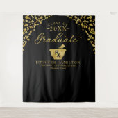 Diploma-uitreiking Farmacie Black Gold Achtergrond Wandkleed (Voorkant)