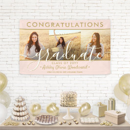 Diploma-uitreiking Gefeliciteerd 3 Foto Collage Ro Spandoek