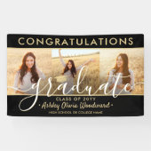 Diploma-uitreiking Gefeliciteerd 3 Foto Collage Zw Spandoek (Horizontaal)