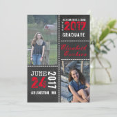 Diploma-uitreiking met schoolbord foto aankondiging (Staand voorkant)