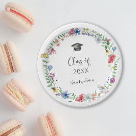 Diploma-uitreiking met wilde bloemen papieren bordje