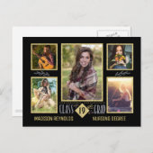 Diploma Uitreiking Middelbare School Afgestudeerde Aankondigingskaart (Voorkant / Achterkant)