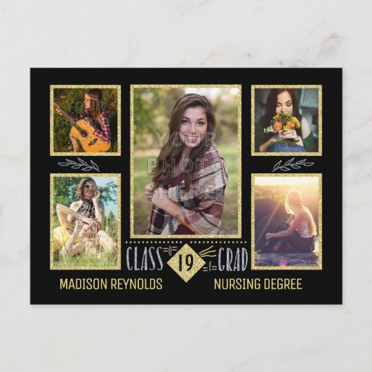 Diploma Uitreiking Middelbare School Afgestudeerde Aankondigingskaart (Voorkant)