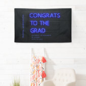 Diploma-uitreiking neon zwart blauw gefeliciteerd  spandoek (Insitu)