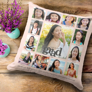 Diploma-uitreiking Roze Blush K–12 Modern Fotocoll Kussen