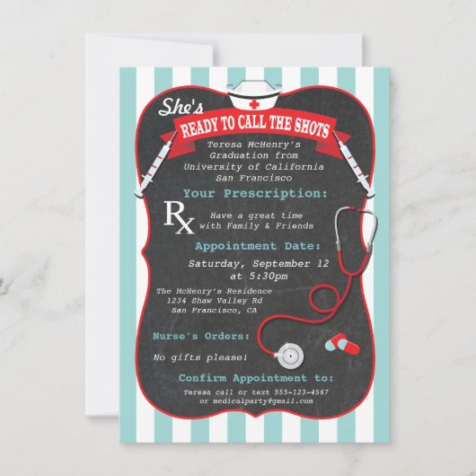 Diploma-uitreiking verpleegkunde medisch recept kaart (Voorkant)