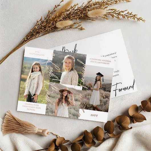 Diploma-uitreiking vroeger en nu Foto Collage Aank Folie Uitnodiging