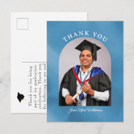 Diploma-uitreikingsboog blauwe achtergrond Dank je Briefkaart