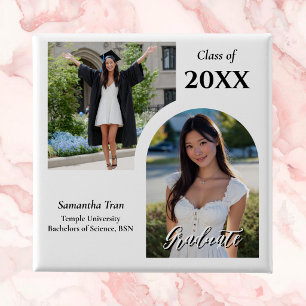 Diploma-uitreikingsboog Fotocollage Trendy Modern  Vierkante Button 5,1 Cm