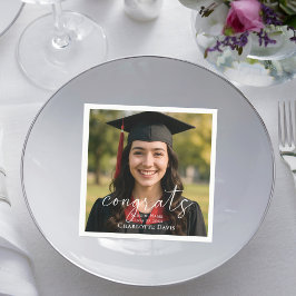 Diploma-uitreikingsfeest foto script gefeliciteerd servet