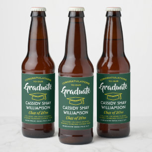 Diploma-uitreikingsfeest Gefeliciteerd Modern Groe Bier Etiket