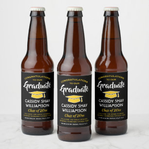 Diploma-uitreikingsfeest Gefeliciteerd Modern Zwar Bier Etiket