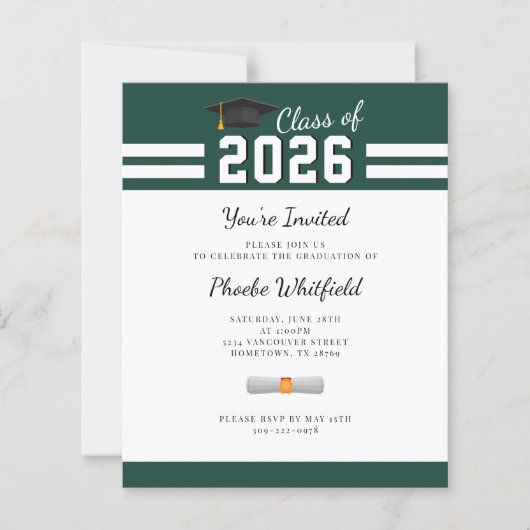Diploma-uitreikingsfeest Geslaagd 2026 Uitnodiging (Voorkant)