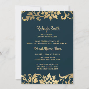 Diploma-uitreikingsfeest Navy Blue Vintage Goud Kaart