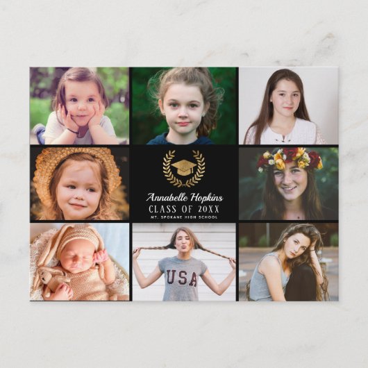 Diploma-uitreikingsfoto collage aankondigingskaart (Voorkant)