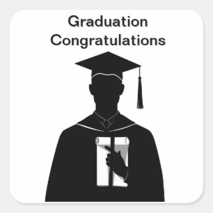Diploma vasthoudend afgestudeerde vierkante sticker