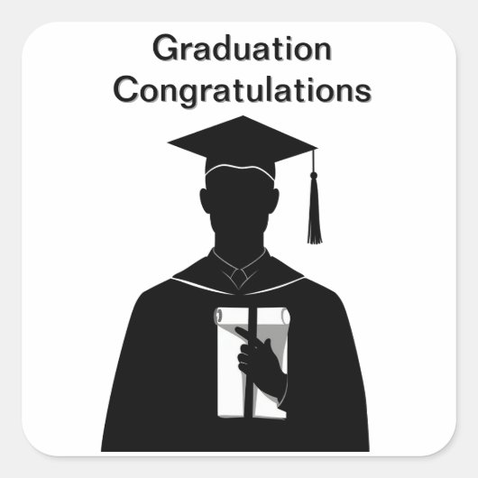 Diploma vasthoudend afgestudeerde vierkante sticker (Voorkant)