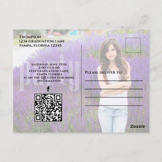 Diploma Vellum Modern Foto | QR Code Website Briefkaart (Achterkant)