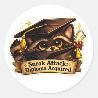 Diploma voor Sluiperaanval Verworven Schattige Sch Ronde Sticker