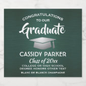 Diplomaparty Geborsteld Donkergroen Wit & Zilver Sparkling Wijnetiket (Enkel label)