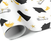 Diploma's en afstudeerhoeden cadeaupapier (Rol Hoek)
