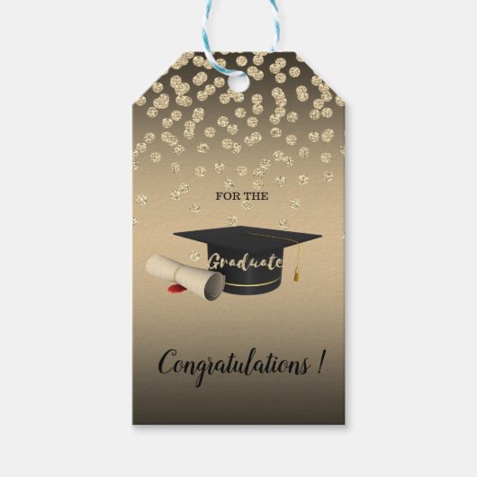 Diploma's, Gouden Diamanten, Afgestudeerd Cadeaulabel (Voorkant)