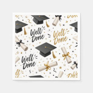Diploma's, petten met tekst 'Goed gedaan'  Servet