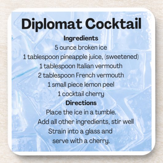 Diplomat Cocktail Recipe Bier Onderzetter (Voorkant)
