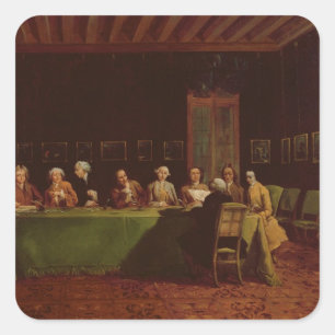 Diplomatieke bijeenkomst (olie op canvas) vierkante sticker