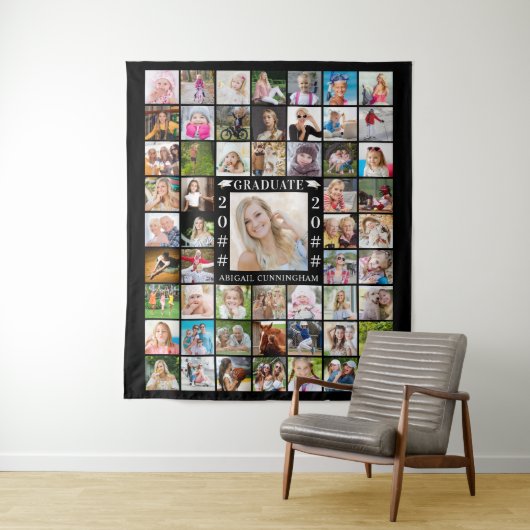Diplomeringsfeest 55 Foto Collage Achtergrond Eige Wandkleed (In situ)