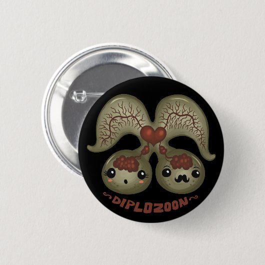 Diplozoon paradoxum ronde button 5,7 cm (Voorkant /achterkant)