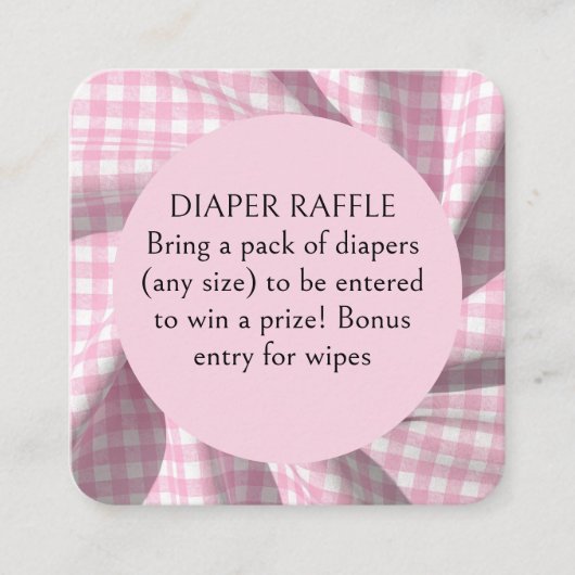 Dipper Raffle gingham baby shower  Informatiekaartje (Voorkant)