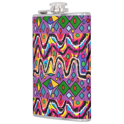 Dippy Hippy Retro schilderstijl Heupfles (Links)