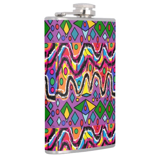 Dippy Hippy Retro schilderstijl Heupfles (Rechts)