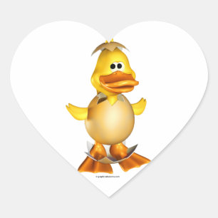 Dippy the Ducking Heart-Shaped Stickers