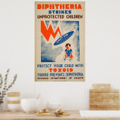 Diptheria slaat onbeschermde kinderen  aan poster (Keuken)