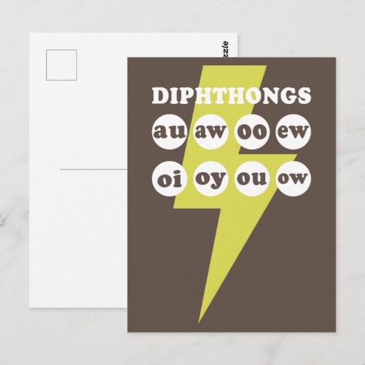 Dipthongs Engels leren met phonics Briefkaart (Voorkant / Achterkant)