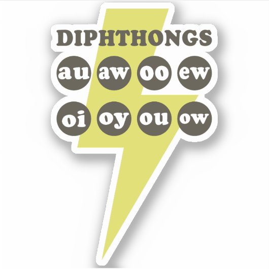 Dipthongs Engels leren met phonics Sticker (Voorkant)