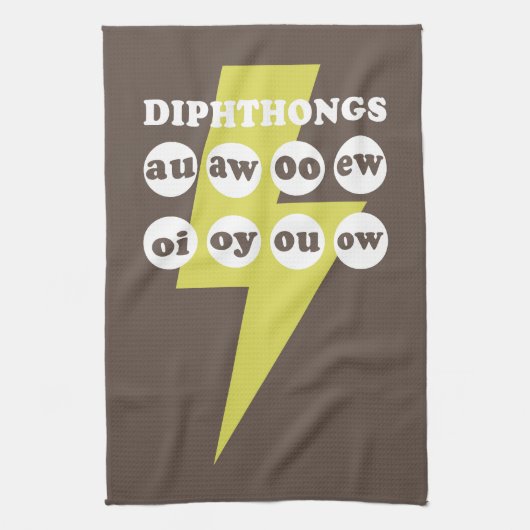 Dipthongs Engels leren met phonics Theedoek (Verticaal)