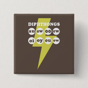 Dipthongs Engels leren met phonics Vierkante Button 5,1 Cm