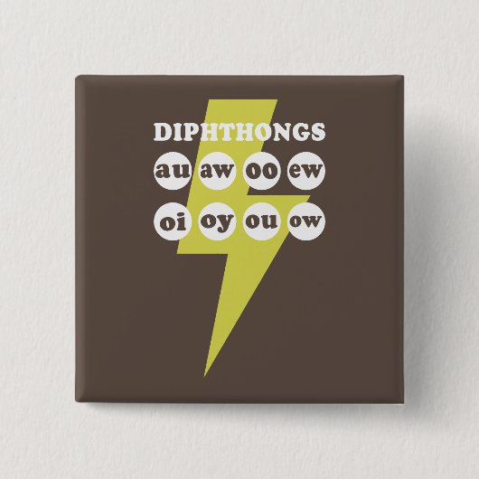 Dipthongs Engels leren met phonics Vierkante Button 5,1 Cm (Voorkant)