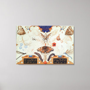 Diptych met bloemen en insecten, 1591 canvas afdruk